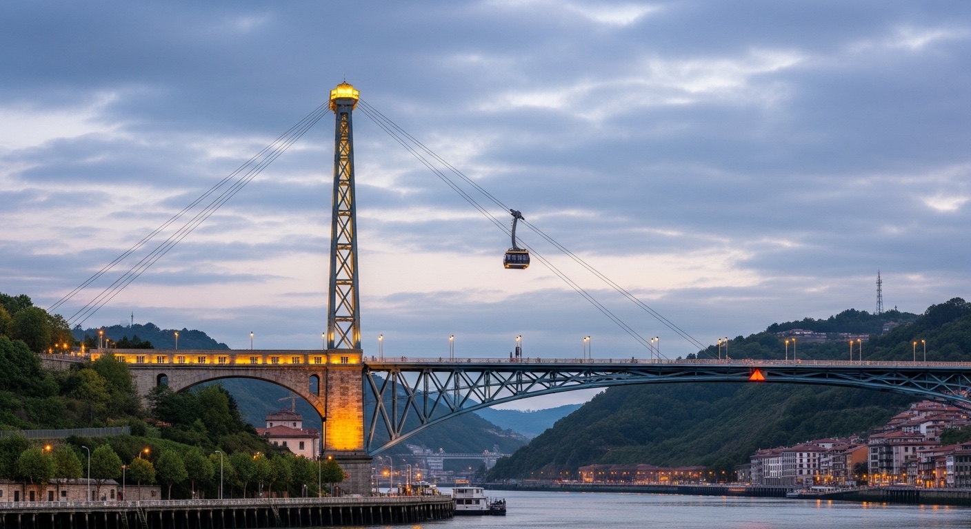 Pont Vizcaya à Portugalete-Getxo, transbordeur métallique de 45 m au-dessus de l'estuaire