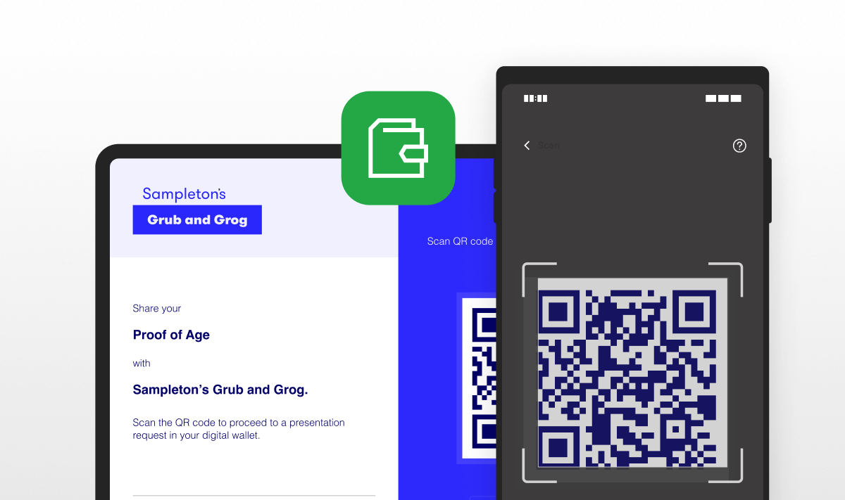 A mobile scanning a QR code from a web, triggering wallet verification