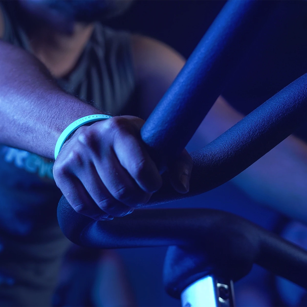 hand on handlebars