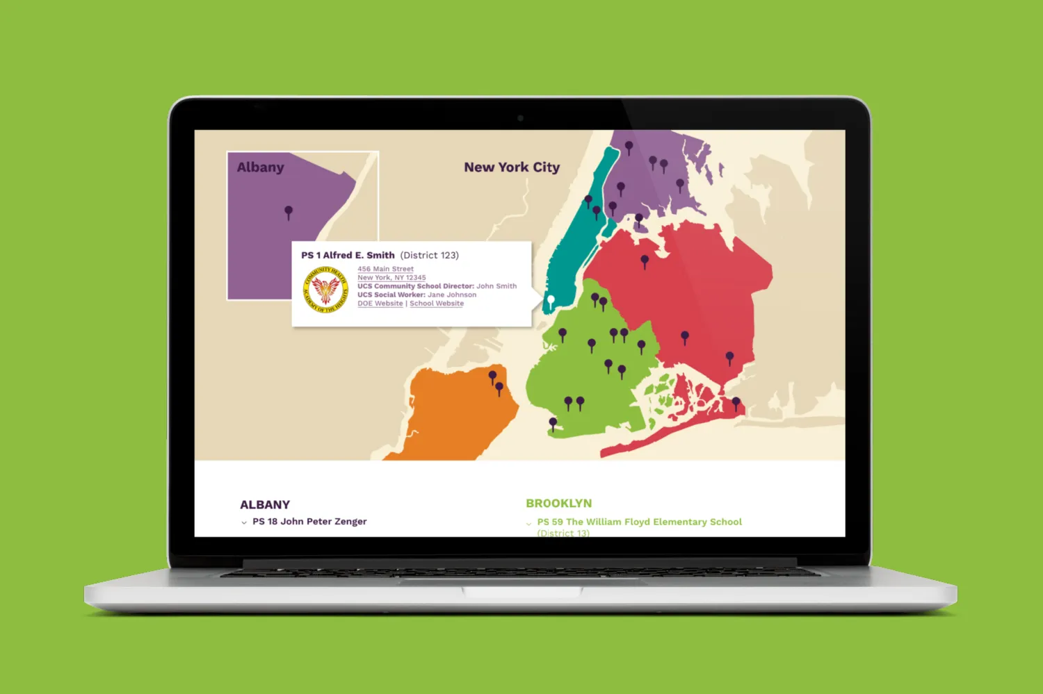 website onscreen