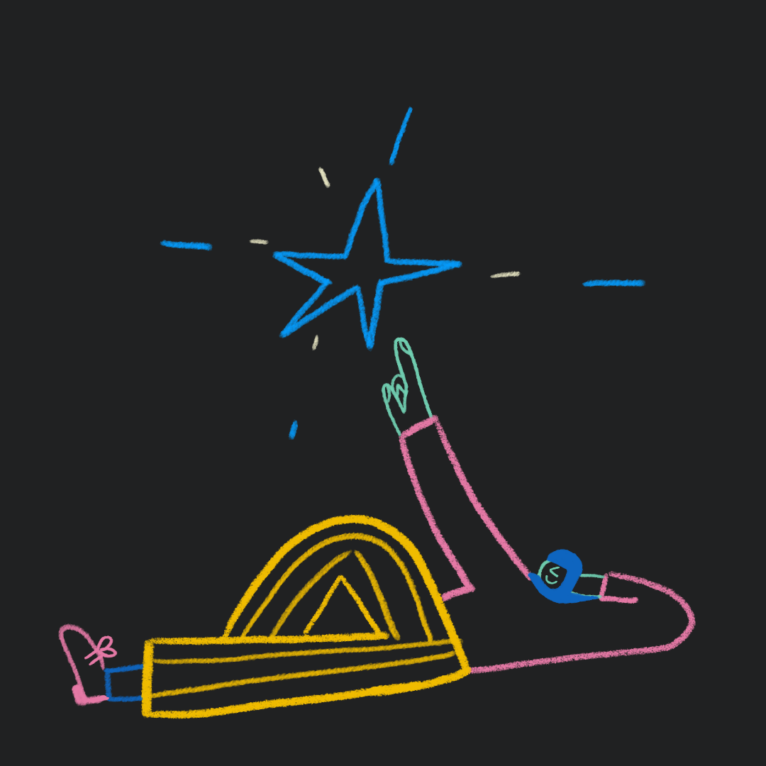 illustration of person pointing to a star