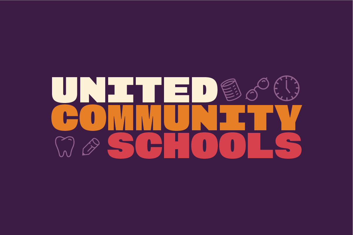 Graphic with the words "United Community Schools"