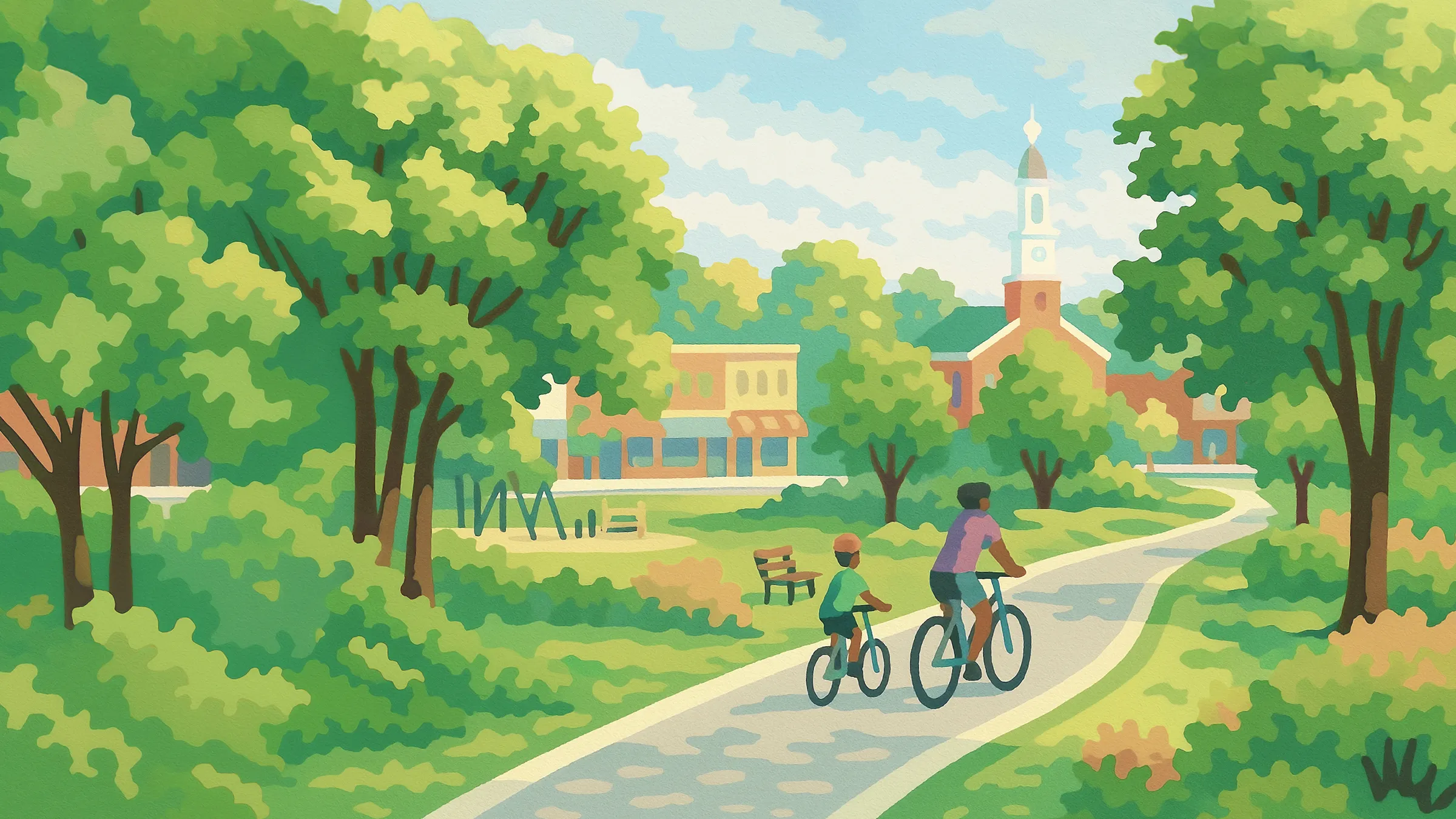 Illustration in a paint-by-numbers style
