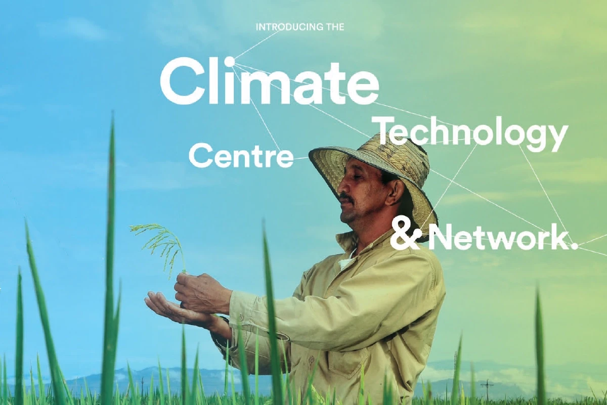 Graphic with a man in a field.