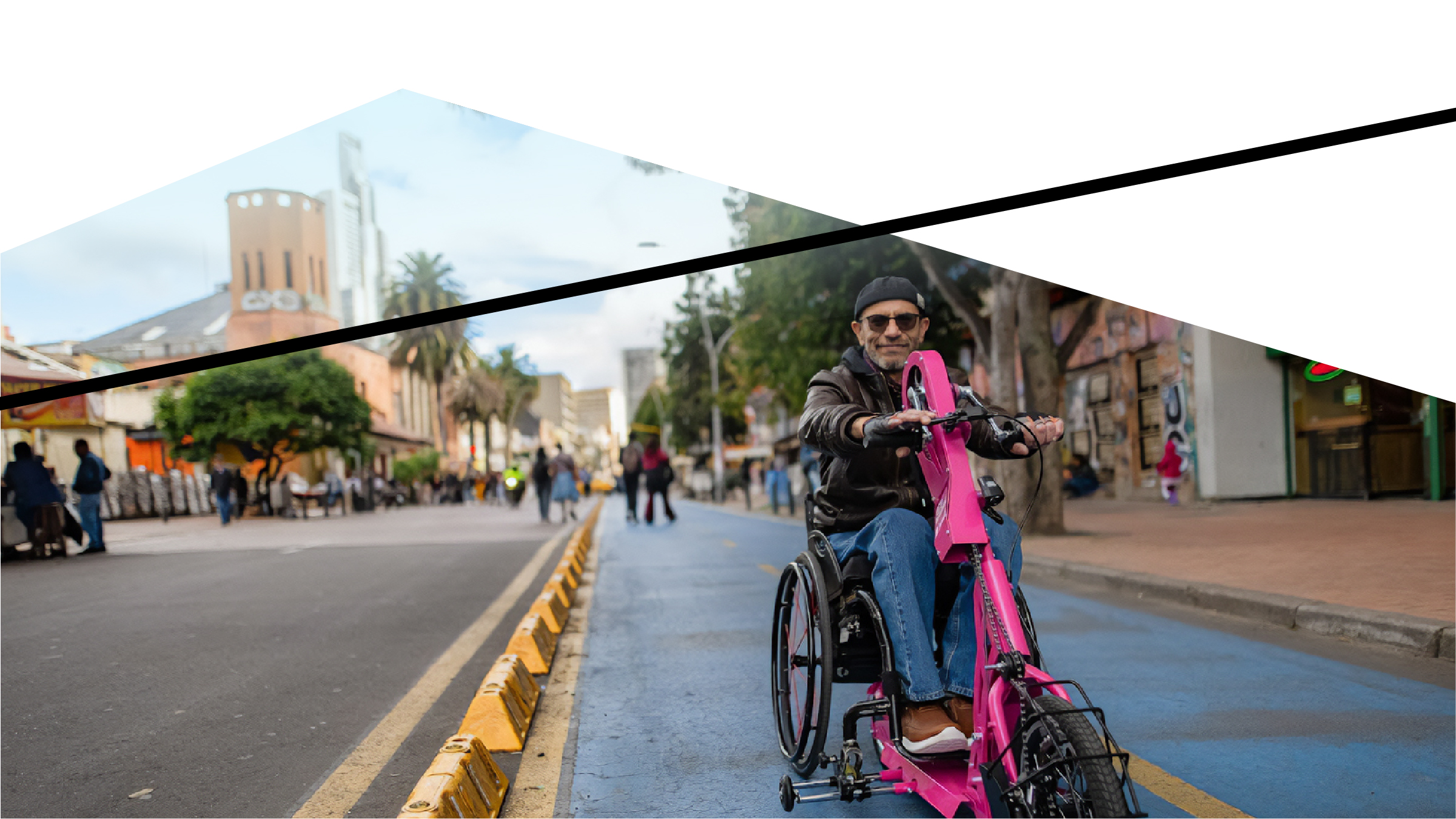 photo of a man on a bike in a bike lane
