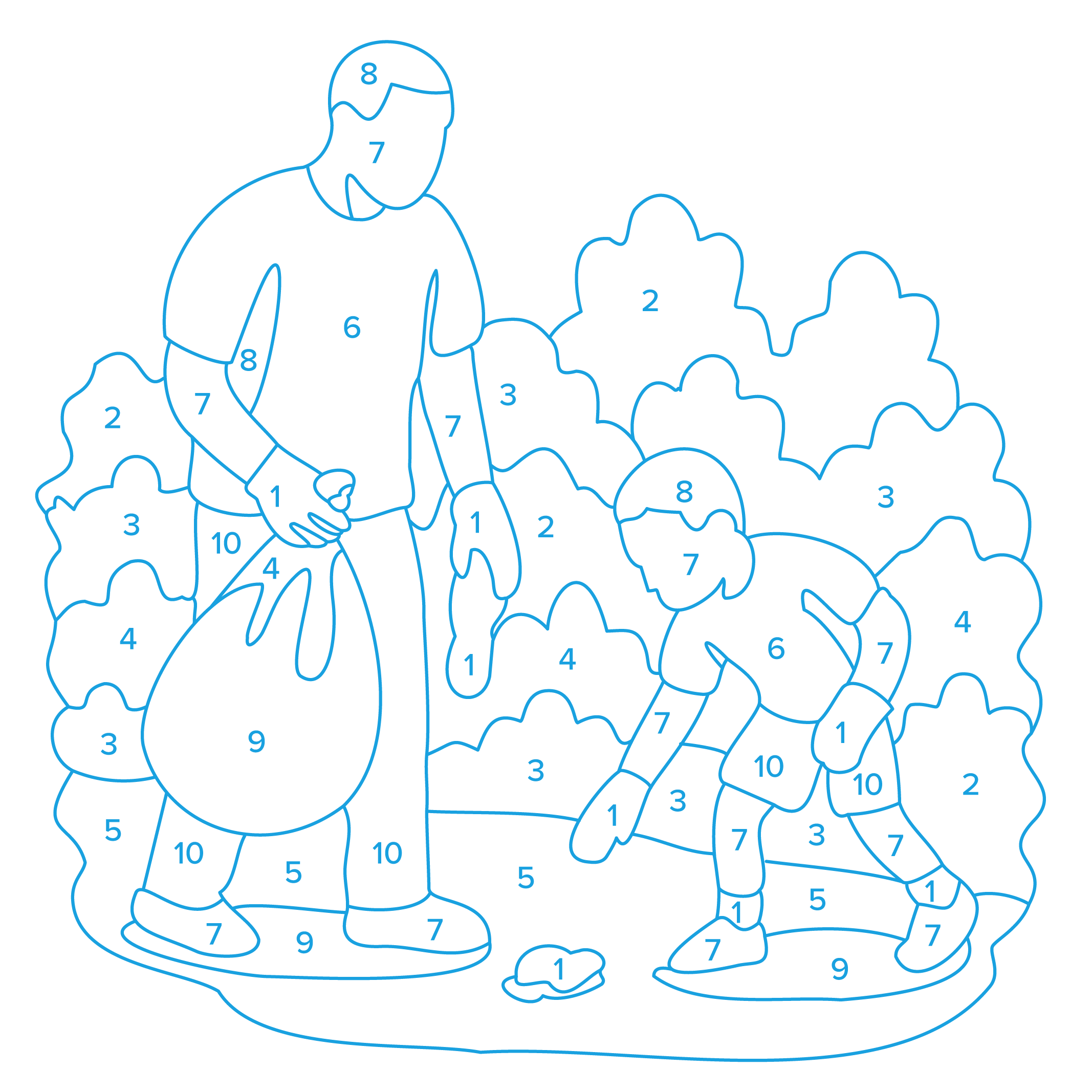 illustration in a paint-by-numbers style