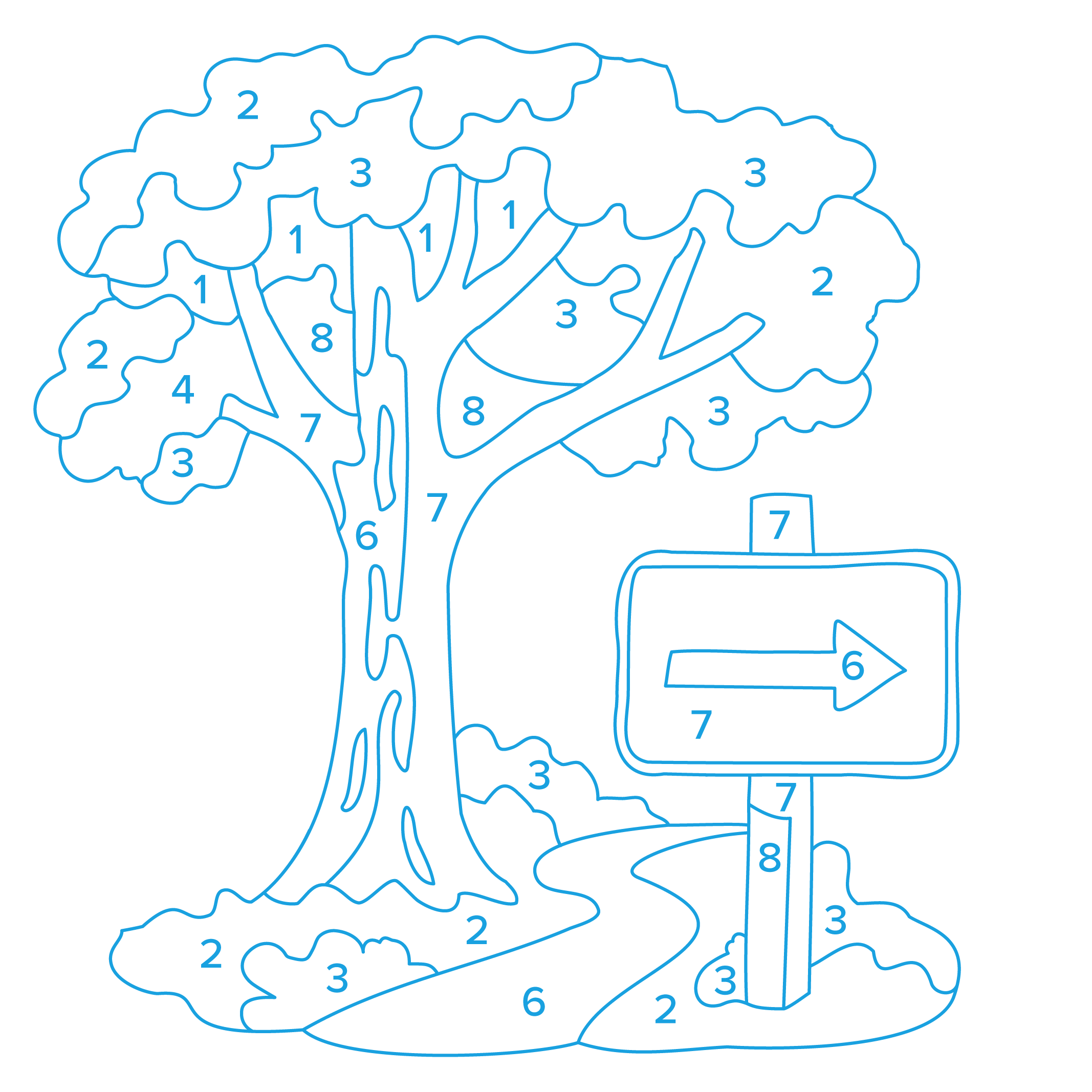 illustration in a paint-by-numbers style