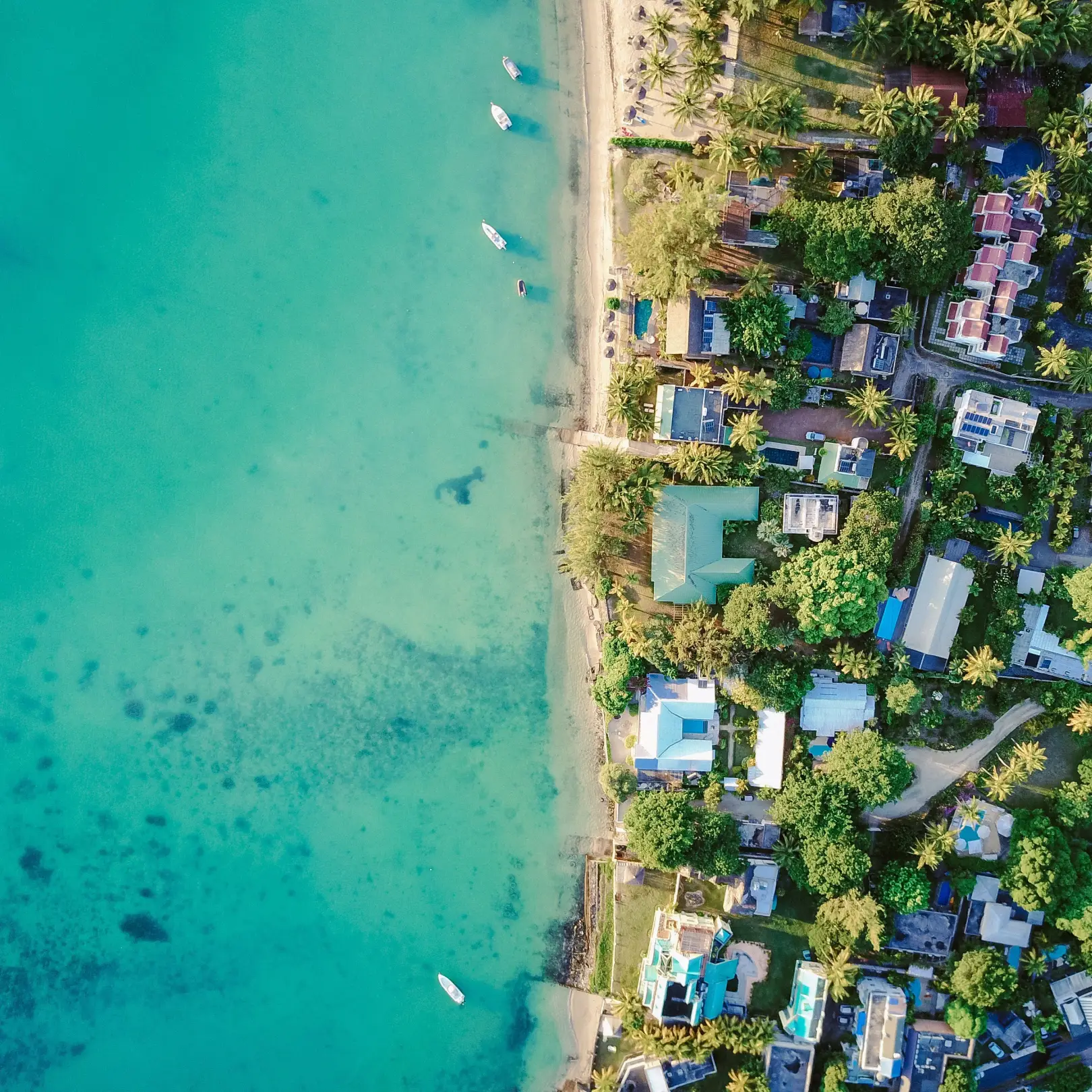 aerial view of coastal village