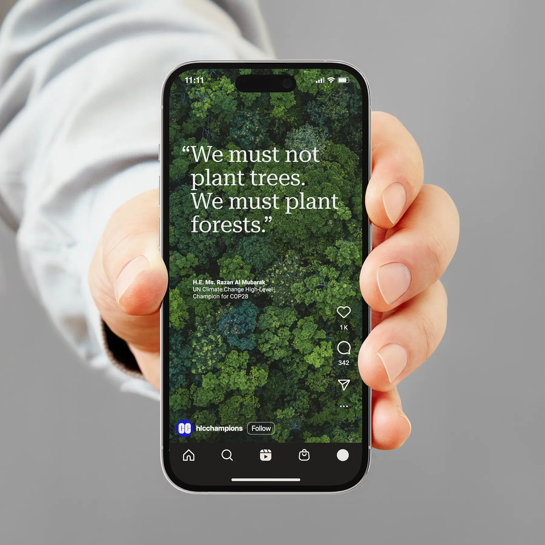 Mockup of a social media post on a phone.