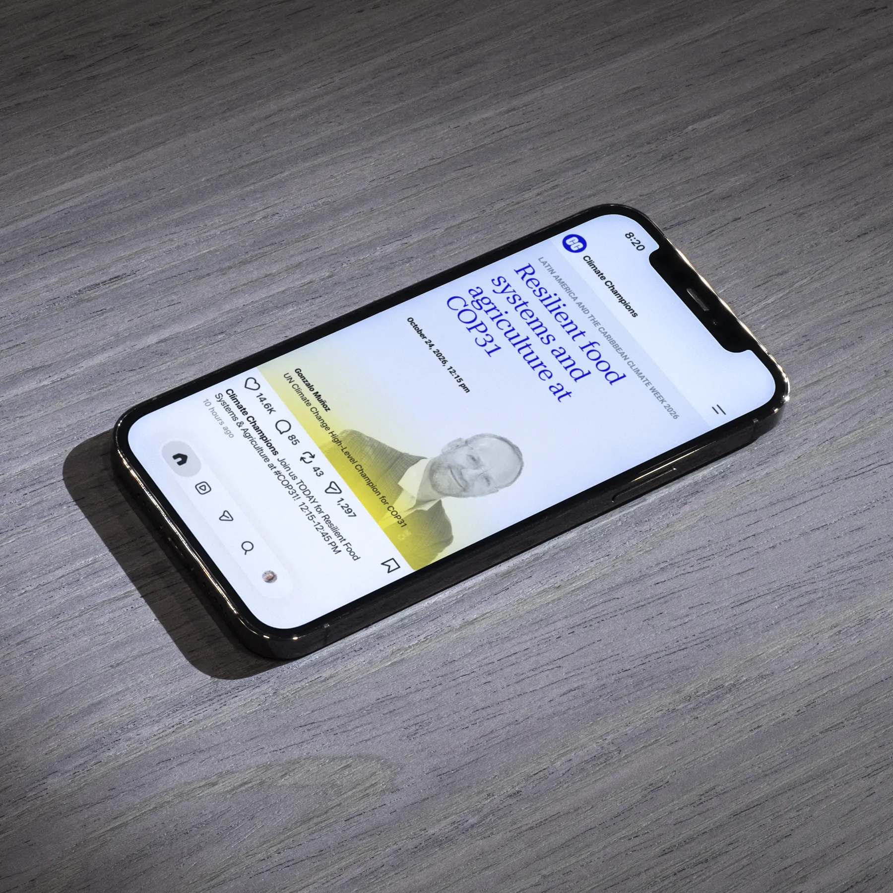 Mockup of a social media post on a phone.