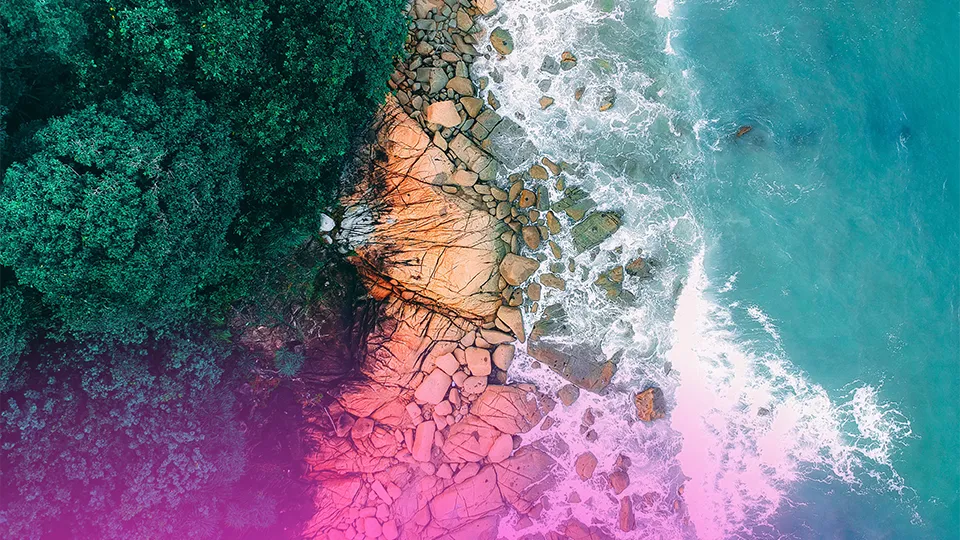 Overhead view of a coastline