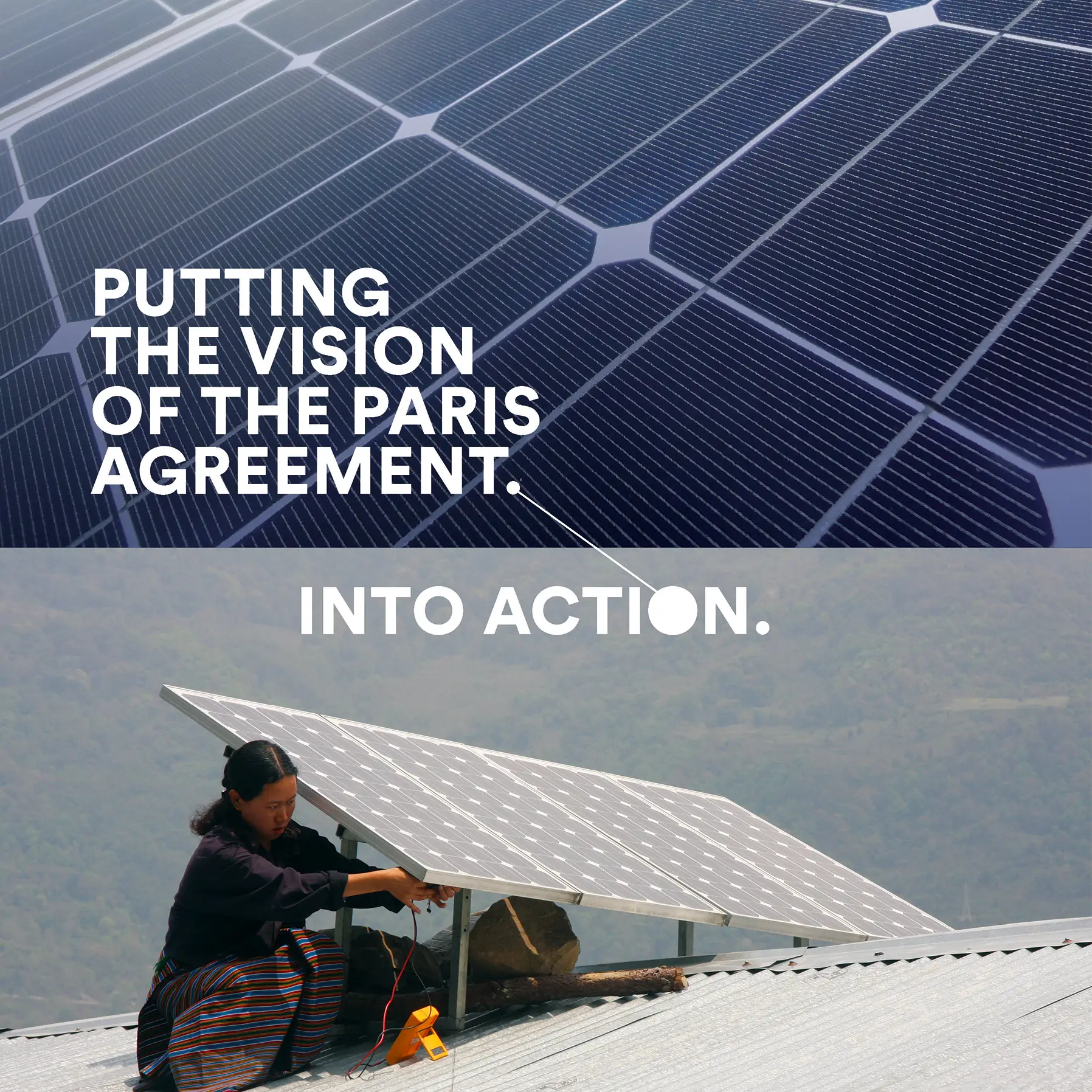 Screenshot of a report page with solar panels and a woman.
