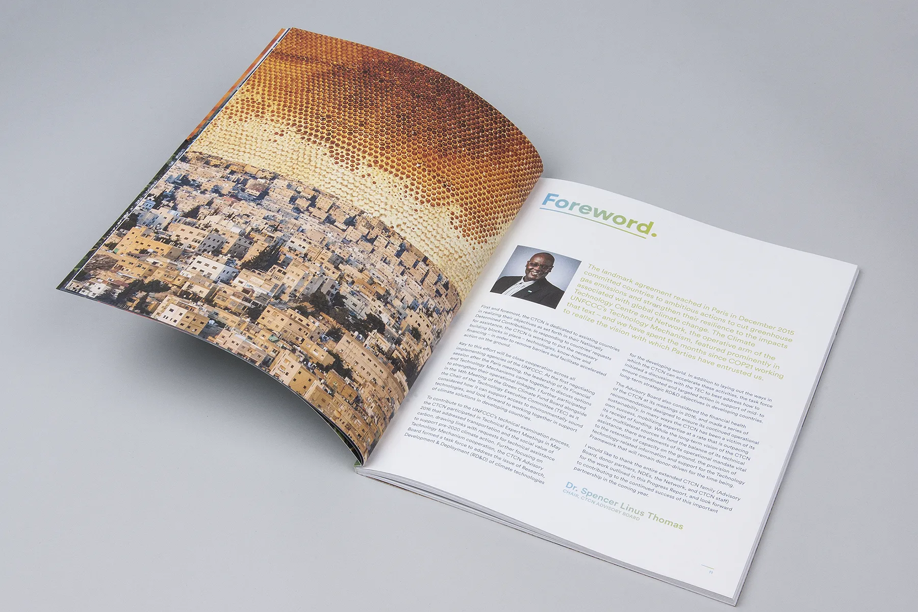 Photo of an annual impact report.