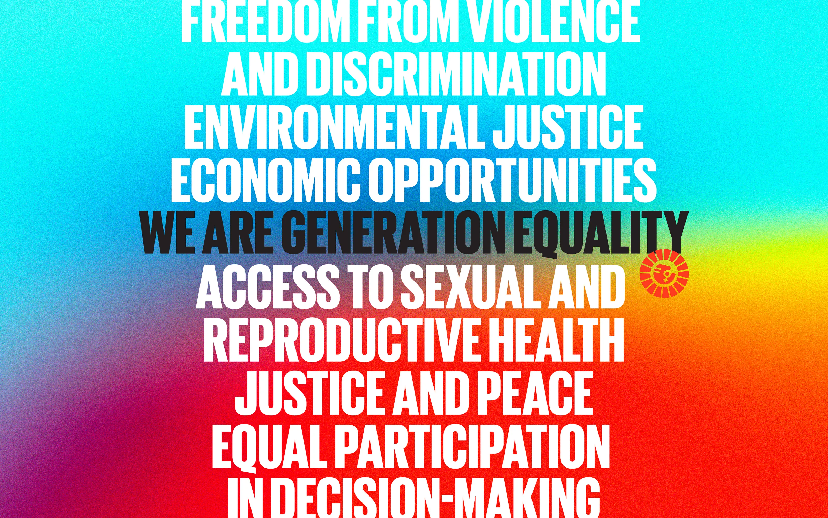 Graphic with Generation Equality campaign messaging.