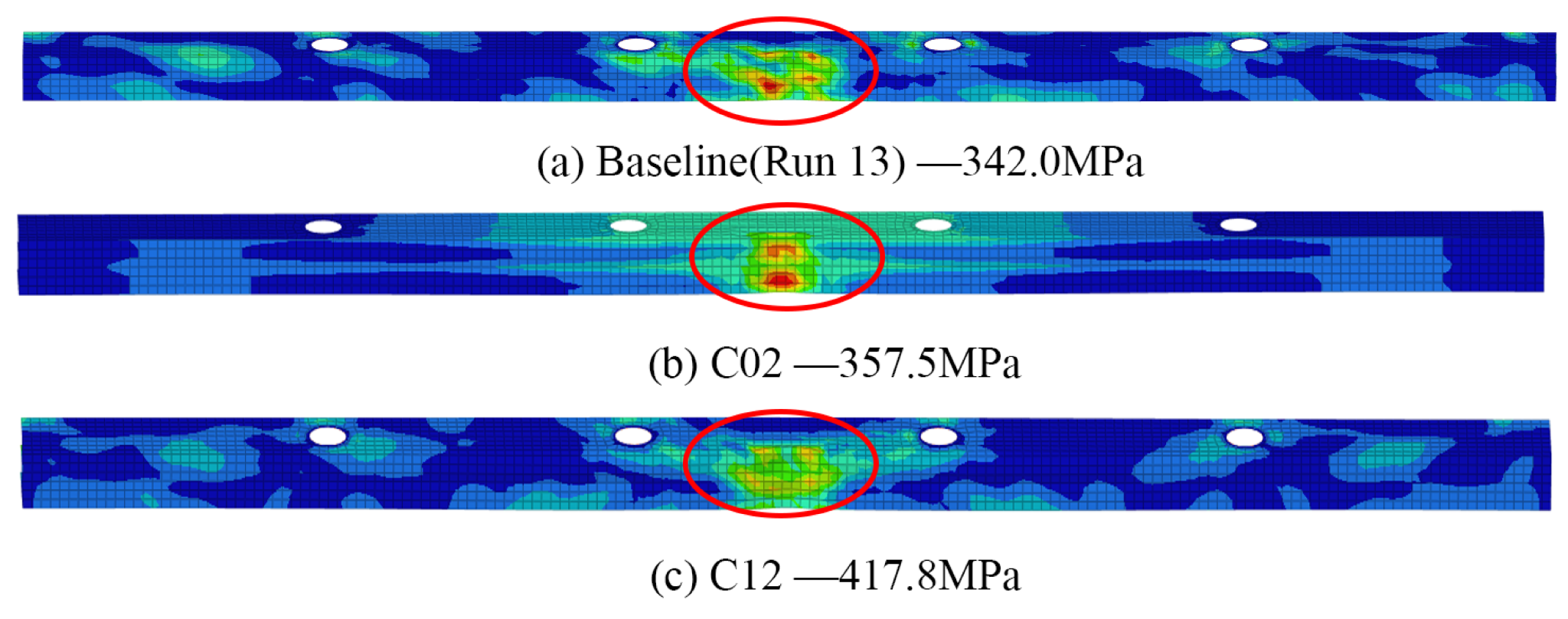 Figure 10 — stress contours on lateral anti-collision beam