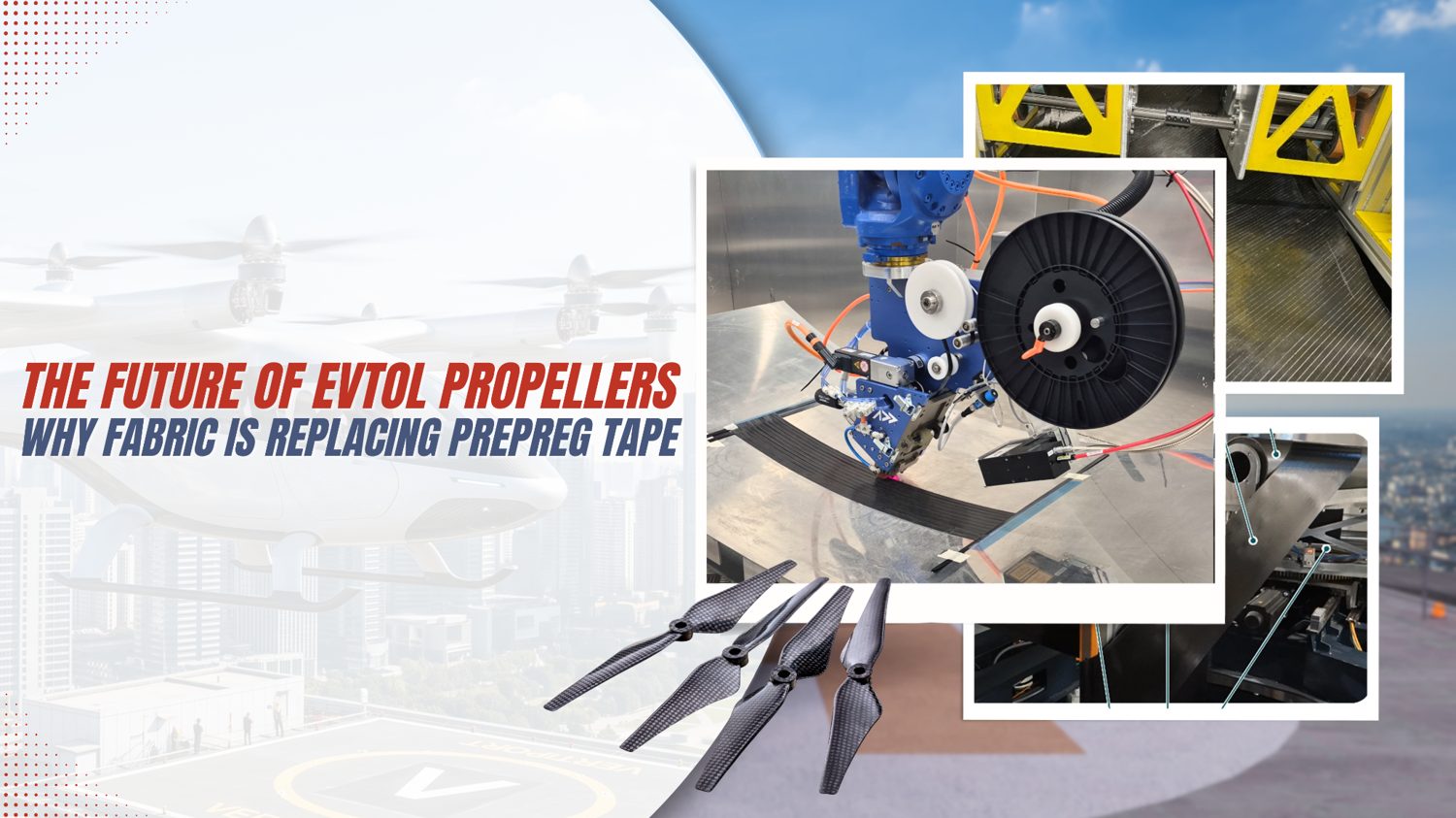The future of eVTOL propellers — why fabric is replacing prepreg tape. An Addcomposites analysis of a 2025 CEAS Aeronautical Journal study on tailored non-crimp fabrics for urban air mobility rotors.