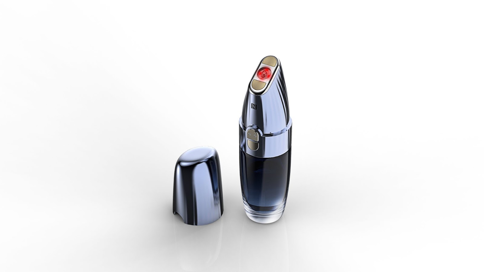 Nuon Medical’s red light-enabled cap glowing on a skincare vial.