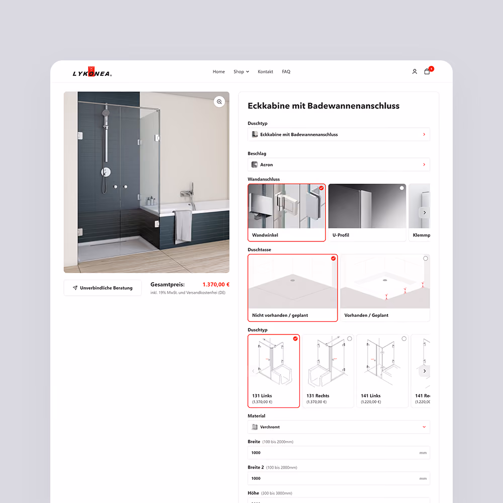 Produktkonfigurator Lykonea Shopify