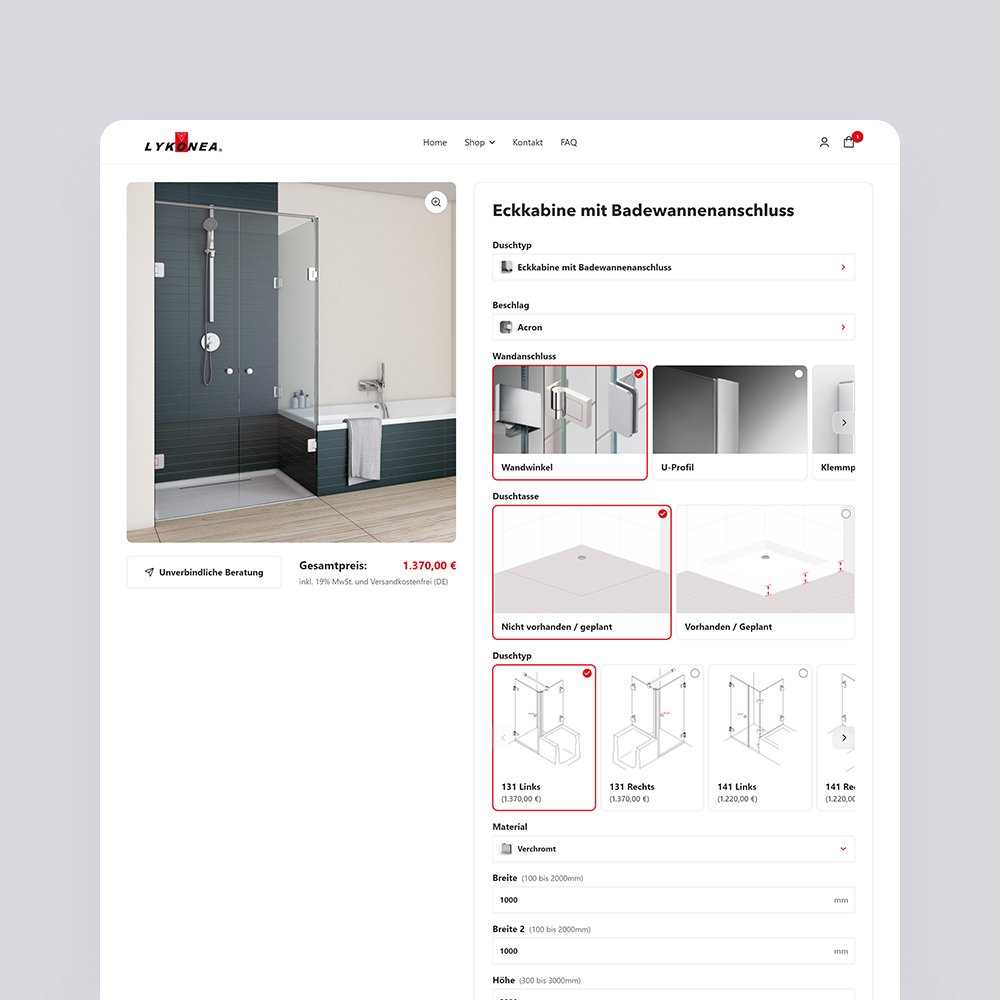 Produktkonfigurator Lykonea Shopify