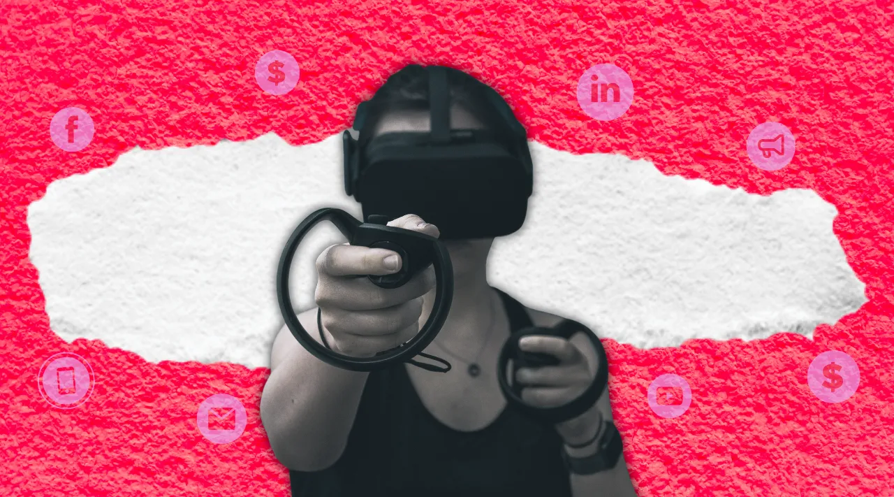 a person wearing a virtual reality accessories