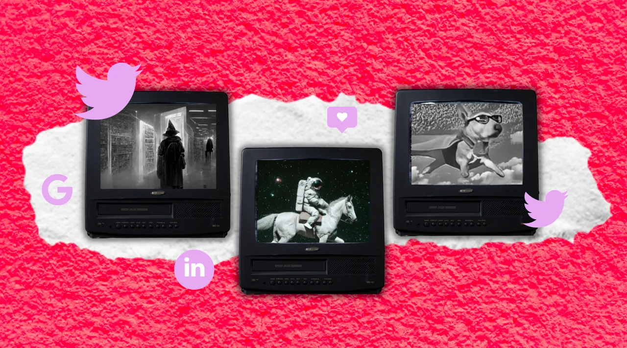 Three television screens showing video that could have been made by ai
