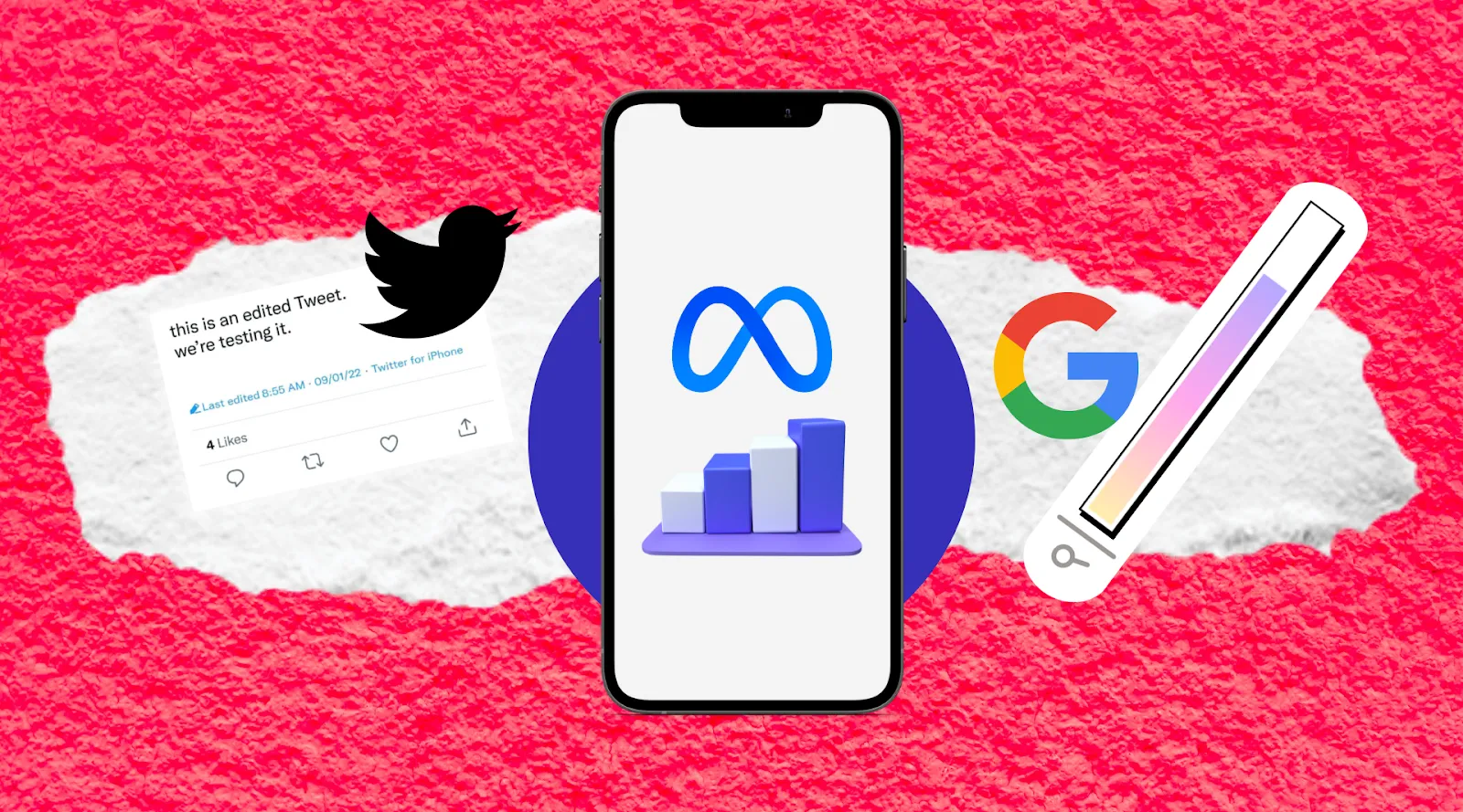 a phone lying on a red surface