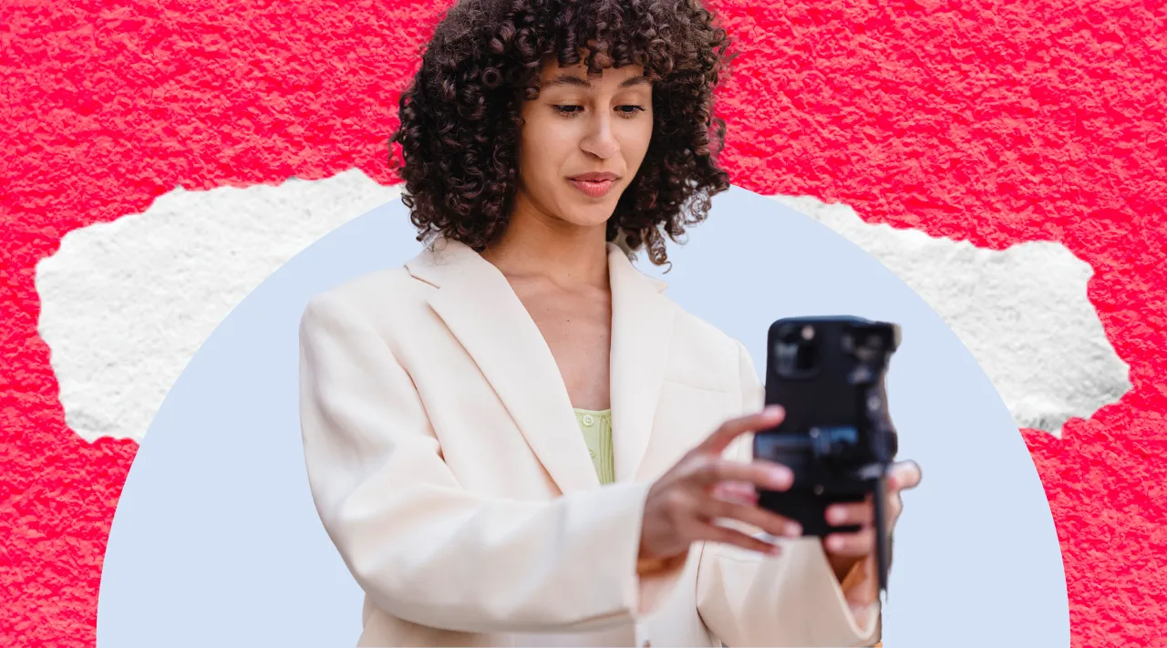 A social media influencer posing for a self-portrait
