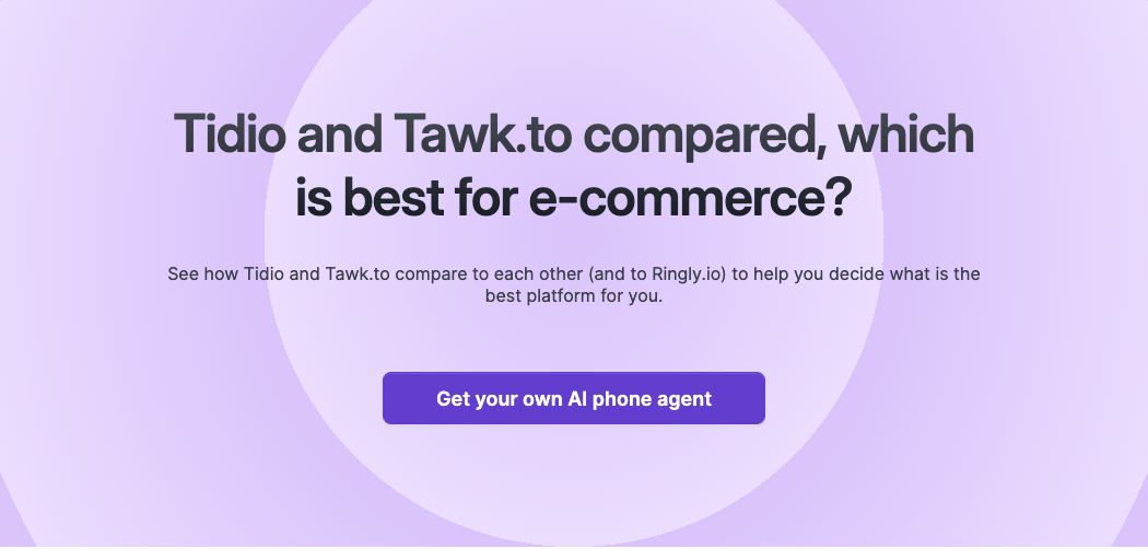 See how Tidio and Tawk.to  compare to each other (and to Ringly.io) to help you decide what is the best platform for you.