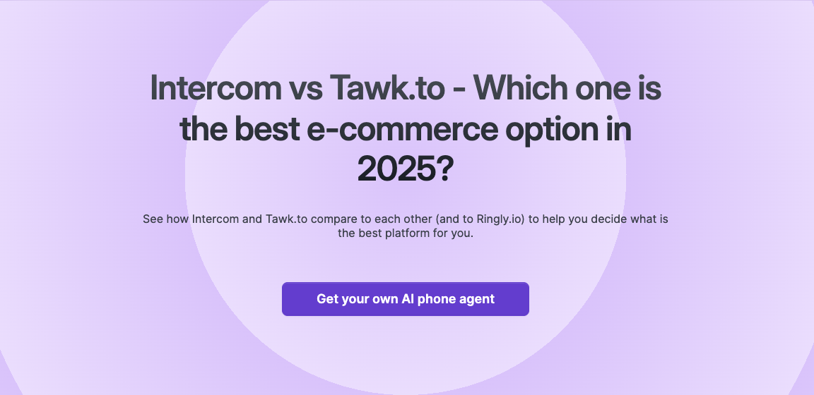 See how Intercom and Tawk.to  compare to each other (and to Ringly.io) to help you decide what is the best platform for you.