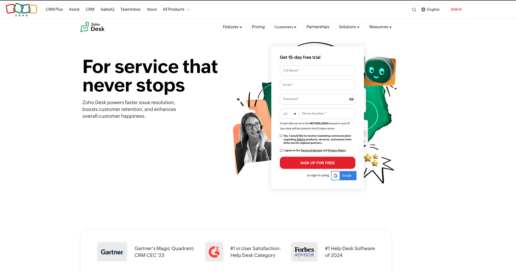 Zoho Desk Homepage