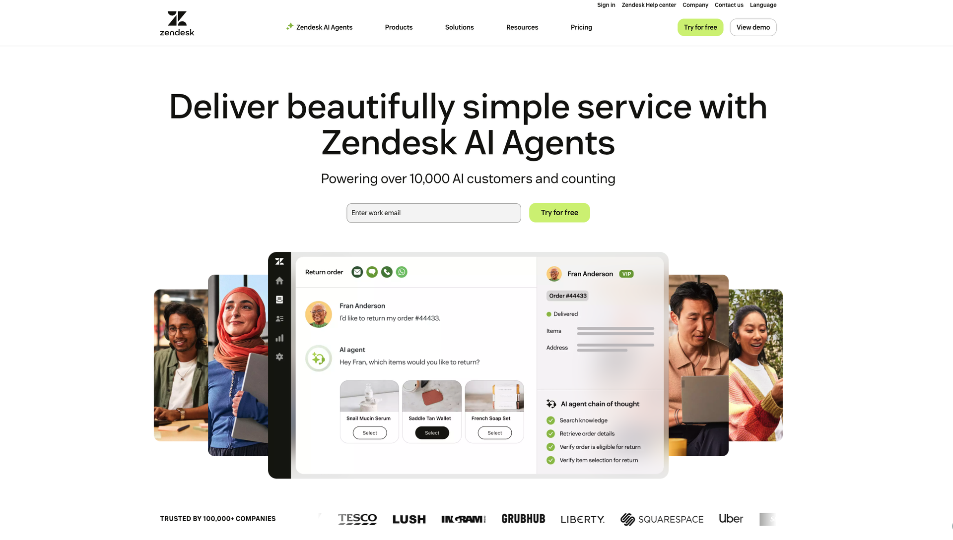 Zendesk Homepage