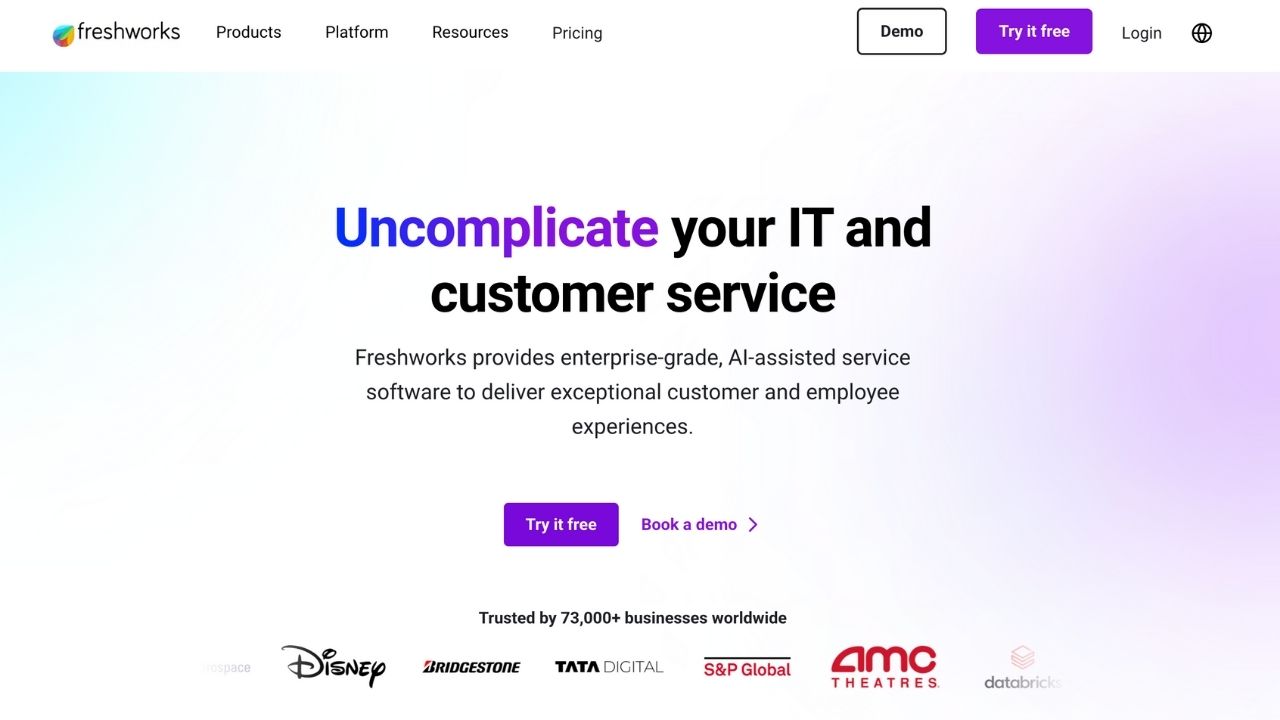 Freshworks Hoempage