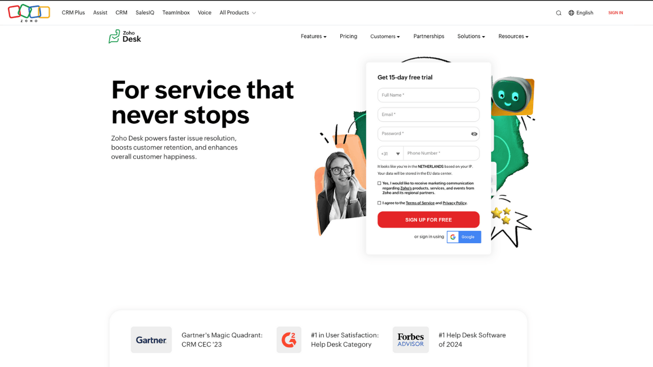 Zoho Desk Homepage