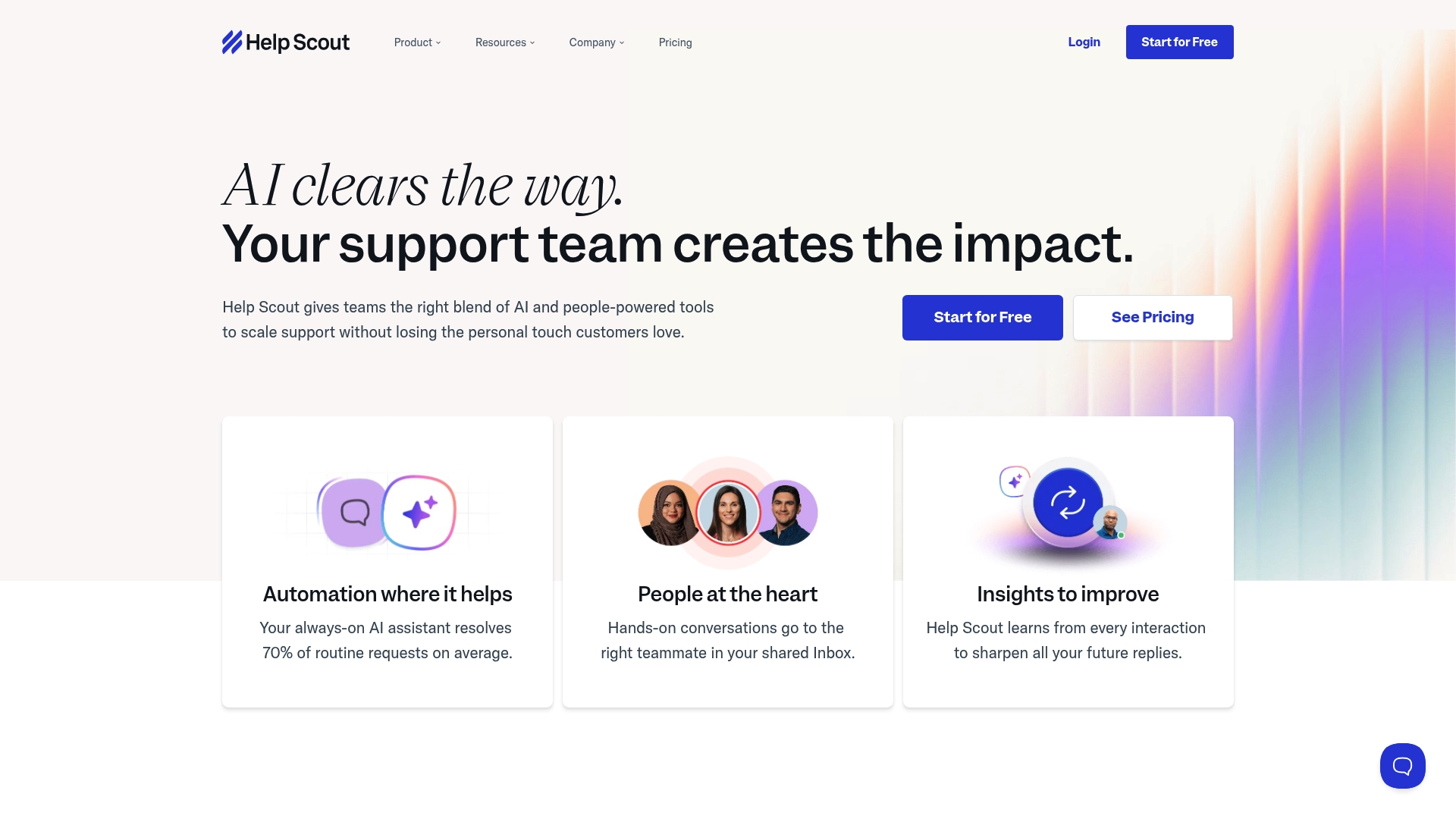 A screenshot of the Help Scout landing page, a popular choice among Gorgias alternatives for Shopify.