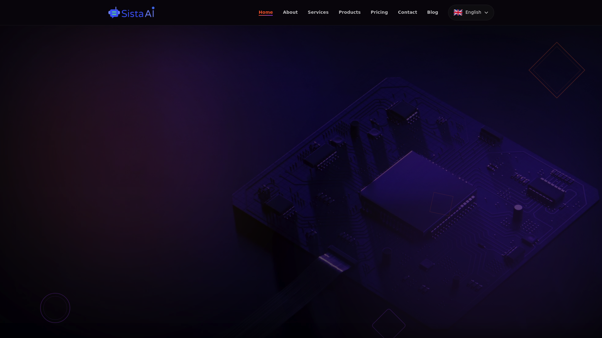 A screenshot of the SISTA AI homepage, a consultancy that builds custom Shopify voice AI solutions.