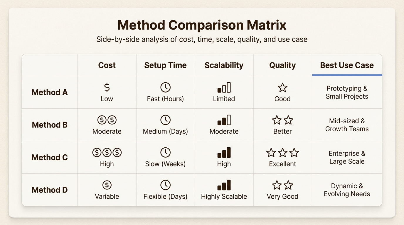 Implementation method comparison