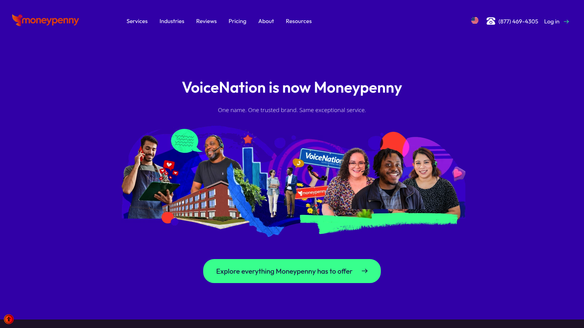 A screenshot of VoiceNation's landing page.