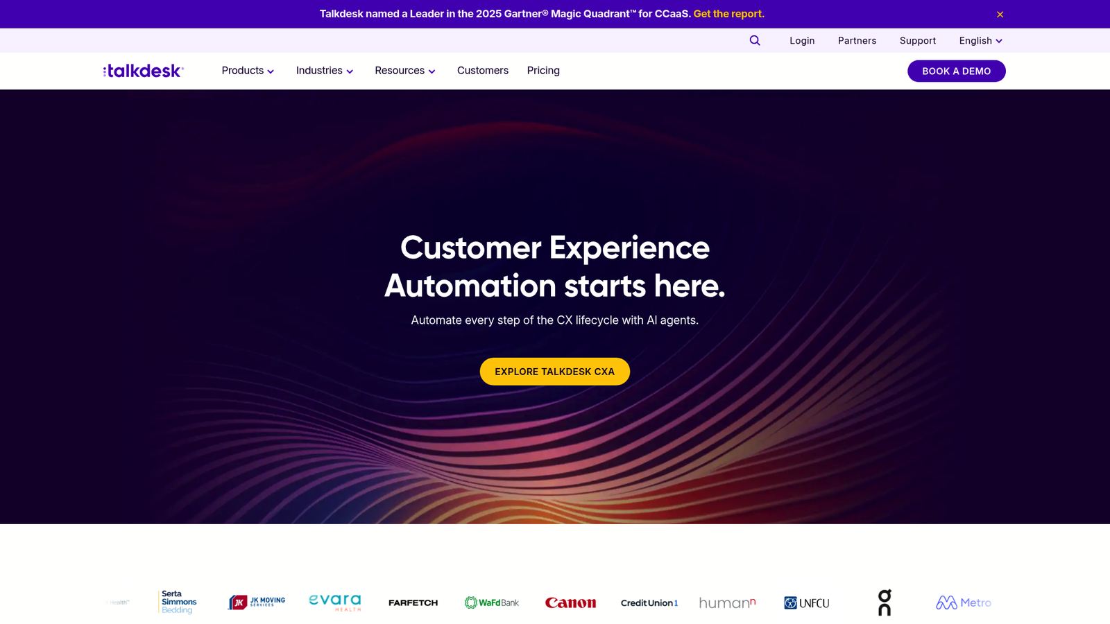 A screenshot of Talkdesk's landing page.