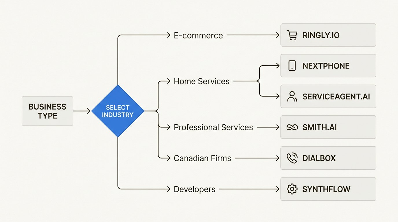 AI phone service selection flowchart by industry type