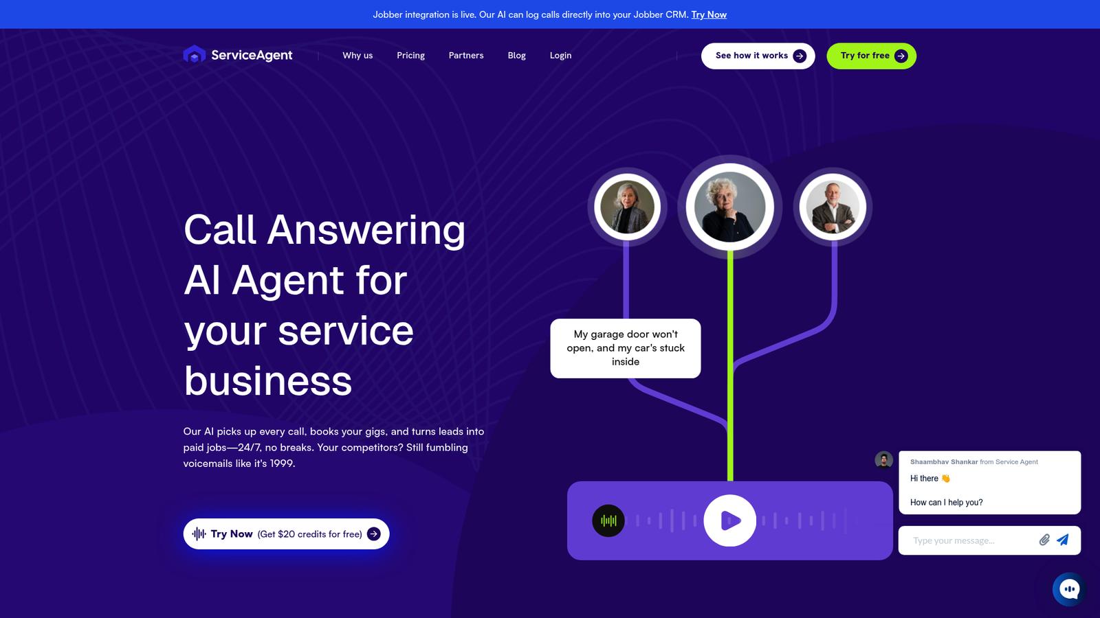 ServiceAgent.ai AI call answering for home service businesses