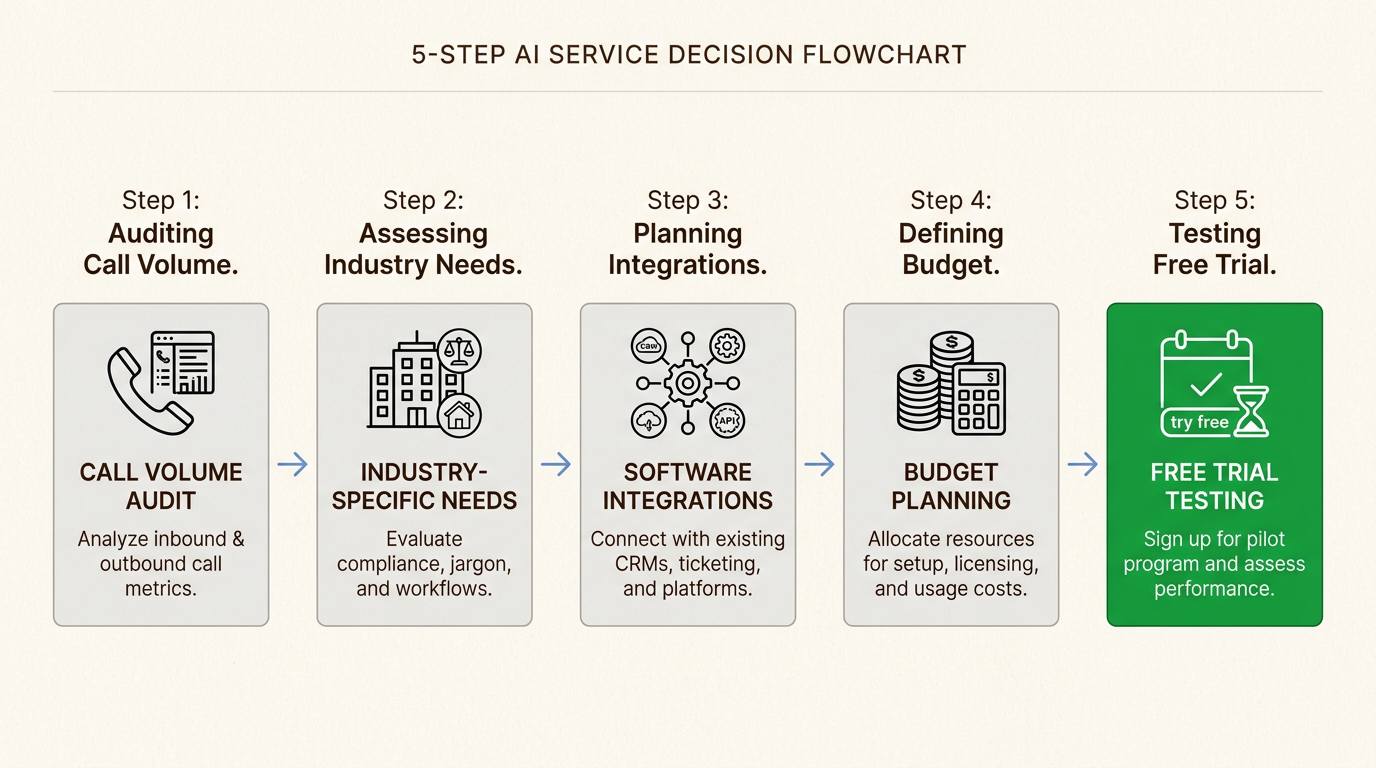 Structured selection process for finding the right AI phone service