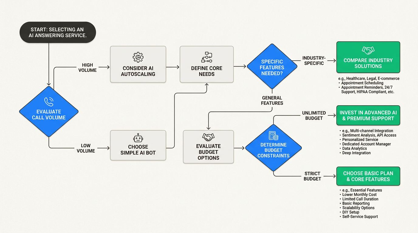 This decision framework helps you evaluate AI providers based on your specific operational needs and growth projections