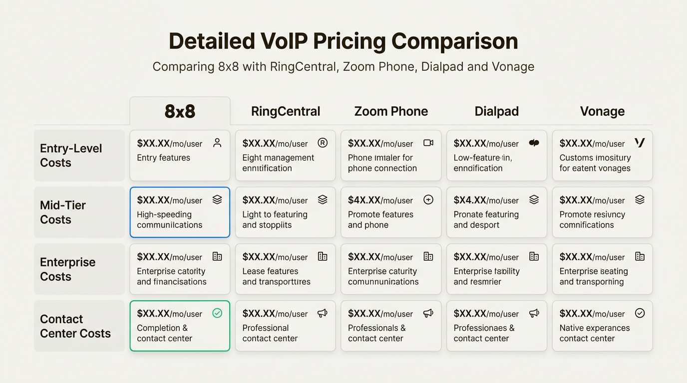 8x8 compared to RingCentral, Zoom Phone, and Dialpad for global calling and integrated services