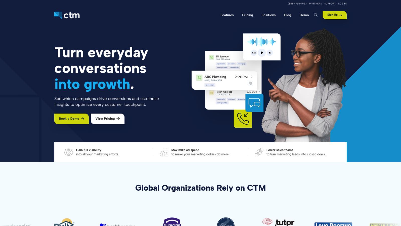 CallTrackingMetrics platform with AskAI conversation analysis and compliance tools