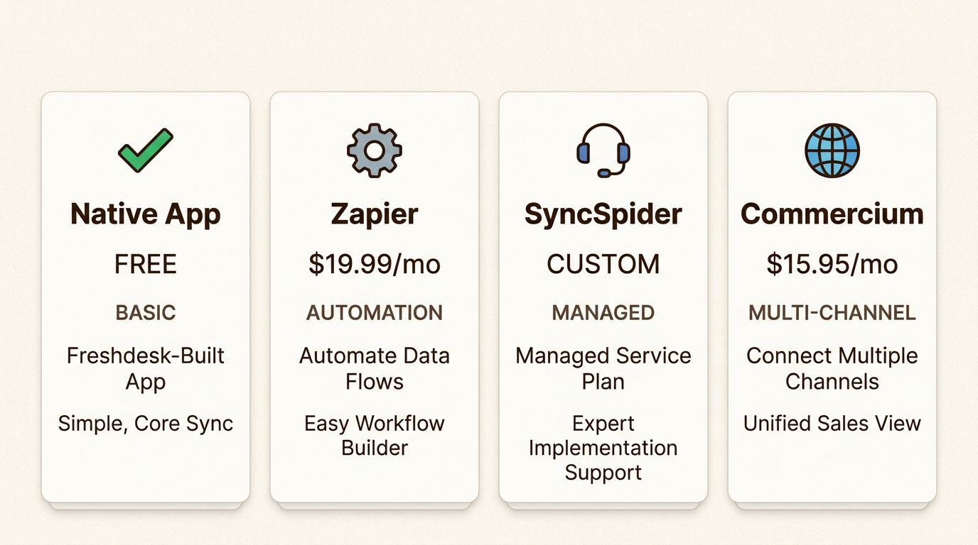 This comparison helps you choose between the free native Freshdesk app and specialized third-party tools based on your budget and automation needs.