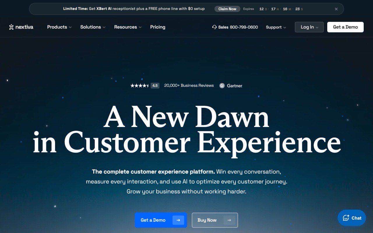Nextiva homepage screenshot