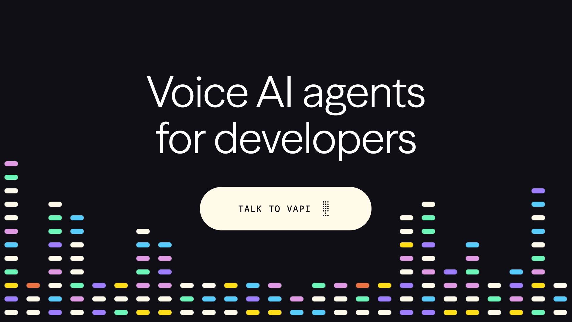 Vapi AI homepage showing developer voice AI tools