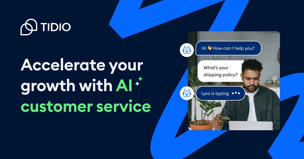 Tidio homepage showing their live chat and AI chatbot platform
