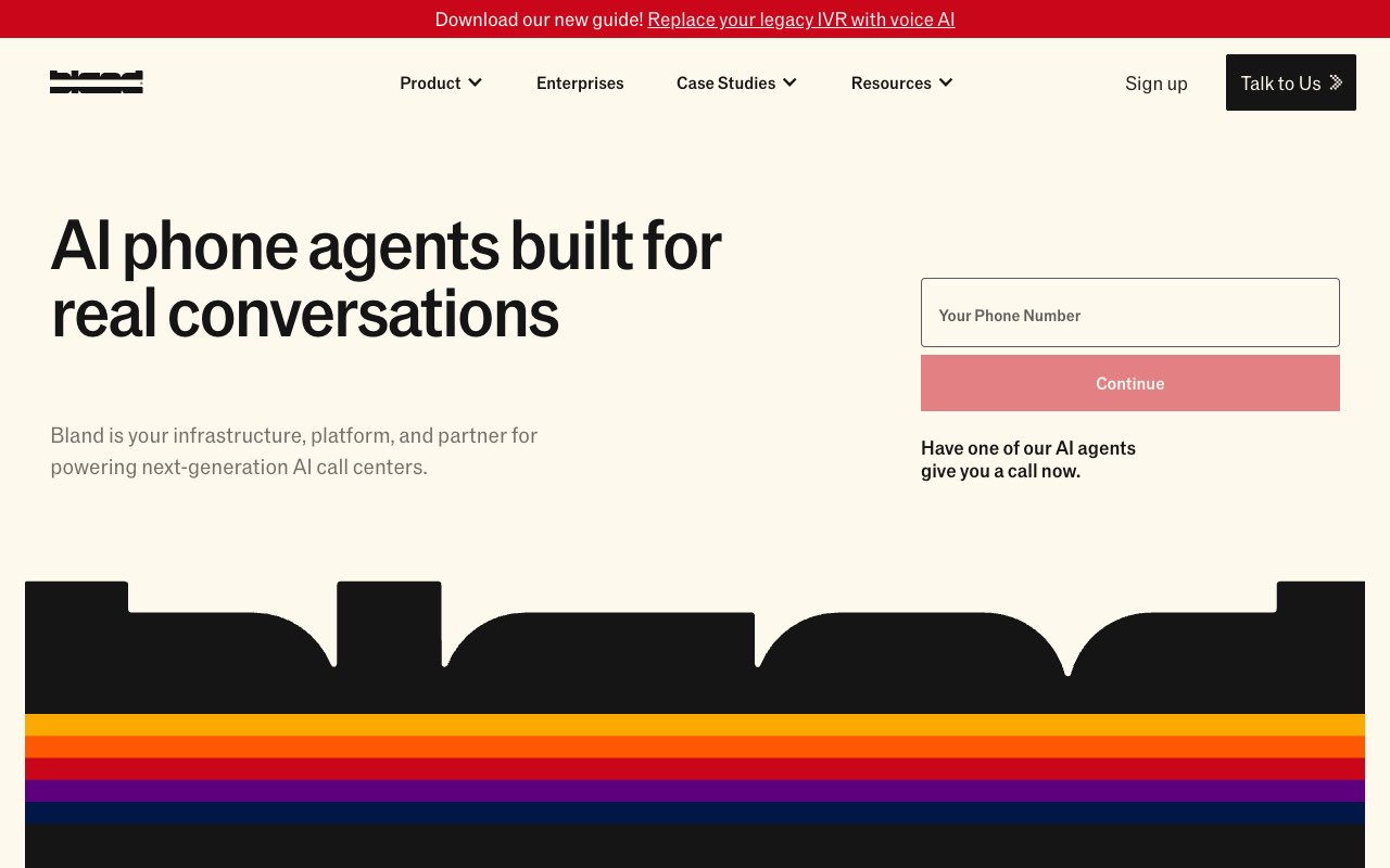 Bland AI developer platform for building custom voice agents