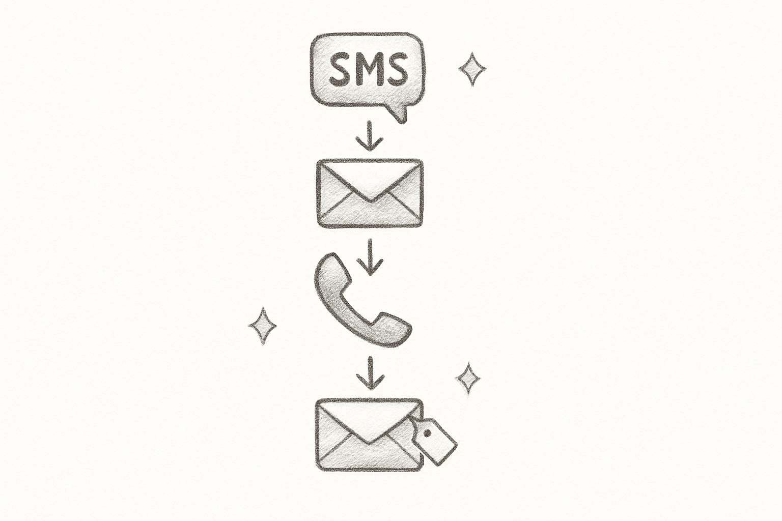 Multi-channel ecommerce abandoned cart recovery flow combining SMS, email, and phone calls